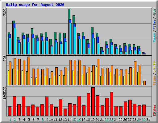 Daily usage for August 2026